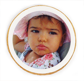 Galleta personalizada de 5cm Circular con Fondant e impresion personalizada.