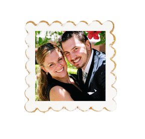 Galleta personalizada de 5cm Onduladas Cuadradas con Fondant e impresion personalizada.