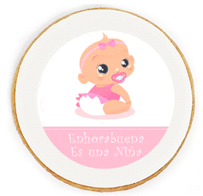 Galleta personalizada de 7cm Circular con Fondant e impresion personalizada de 6cm.