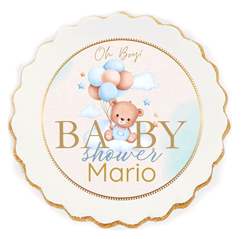 Galleta personalizada de 7.5cm XL Onduladas Circular con Fondant e impresion personalizada.