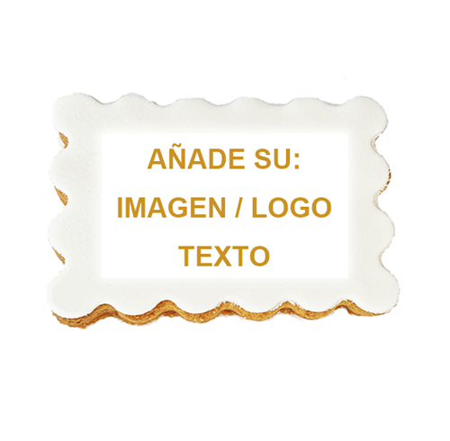 Galleta personalizada de 6.0x4.5cm Rectangular con Fondant e impresion personalizada de 4.5x3.3cm.