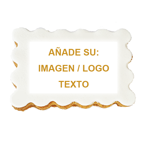 Galleta personalizada de 7.5x5.5cm Rectangular con Fondant e impresion personalizada de 6.1x4.1cm.